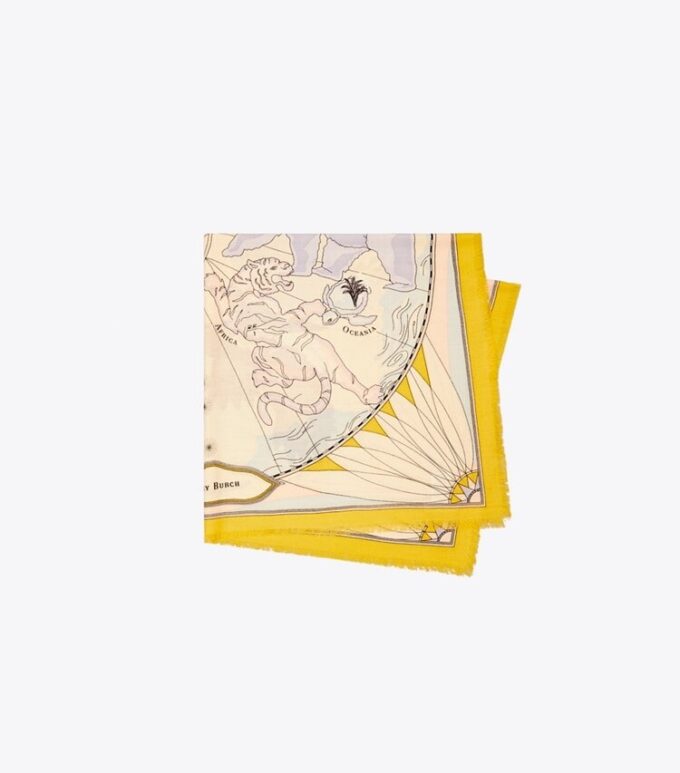 World Map Wool Square Scarf World Map Wool Square Scarf