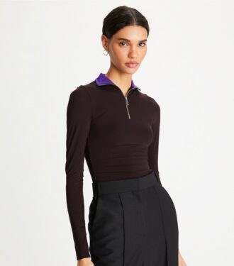 Zip Front Long-Sleeve Jersey Top